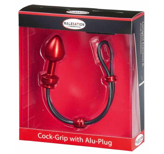 MALESATION Cock-Grip with Alu-Plug medium, red